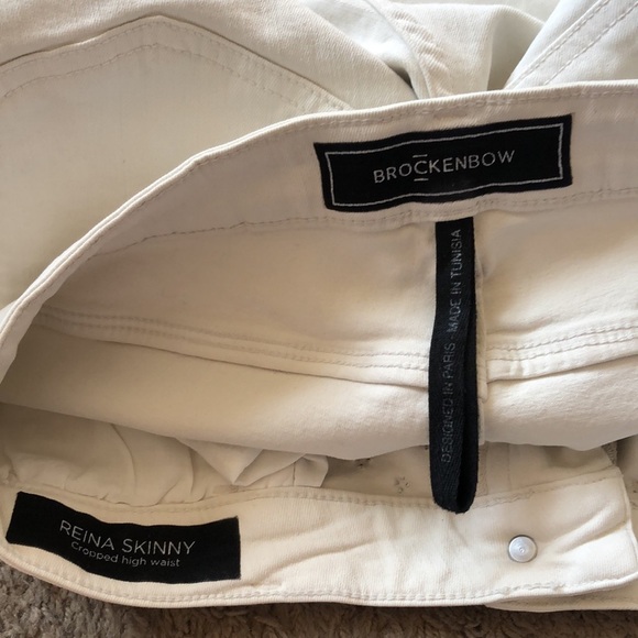 Brockenbow Reina Skinny Cropped High Waist Krystal White Studded Jeans 29 - Picture 12 of 14